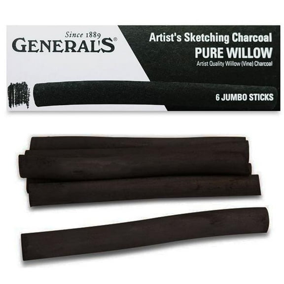 General Pencil 57-JUMBO 12-15 mm Generals Jumbo Willow Sketching Charcoal Sets - Pack of 6