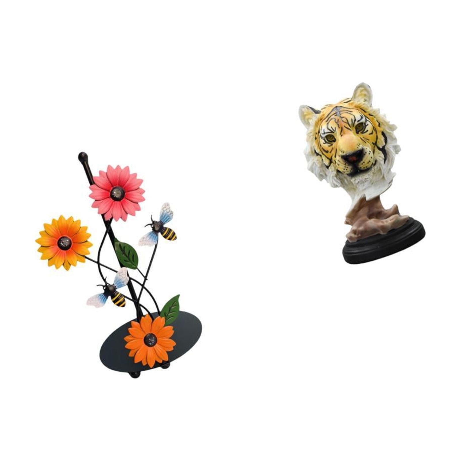 Fiocias Tiger Head Paper Towel Holder Dispenser Non Slip Vertical Tissue Rack Animal Sculpture Figurine Crafts Modern Statue for Home Entrance Living Room Boo