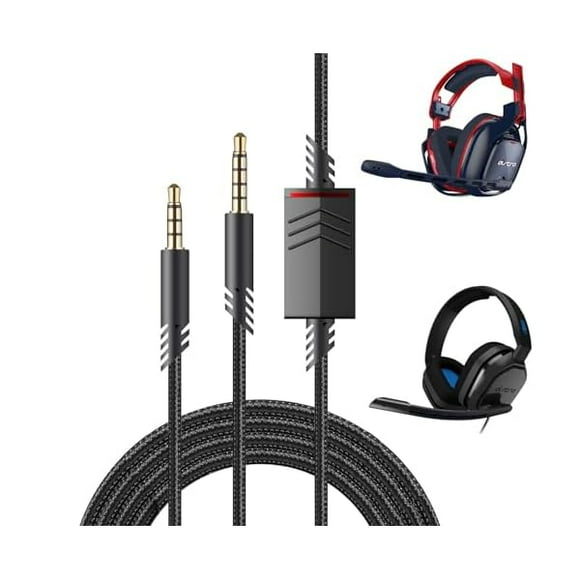 Black Braided Replacement Cord Cable for Astro A40 A10 A40TR Gaming Headset with Inline Volume Control