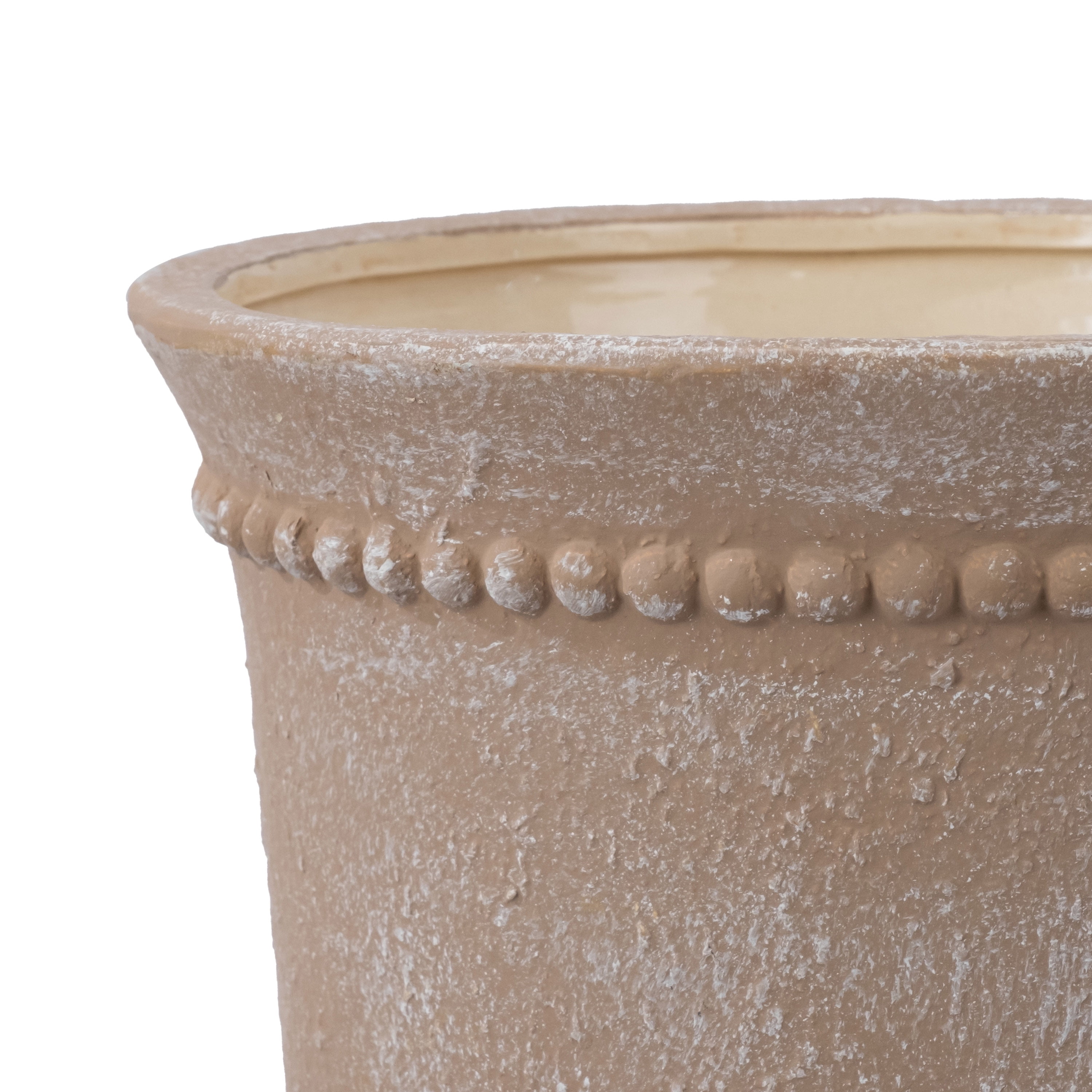 My Texas House Brown Ceramic Urn Planter Pot with Elegant Dot Pattern, 8 inch