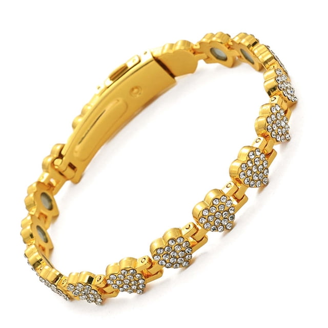 Pulsera magnética de corazón para mujer | Circonia Deslumbrante | Diseño ajustable de cobre • Imanes de neodimio fuertes de 3800 gauss | Resistente a arañazos, duradero, sin plomo • 7,87"