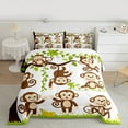 thumbnail image 2 of Homewish Cartoon Monkey Bedding Comforter Set,Zoo Animal Twin Comforter Sets,White Brown Green Bedding Set For Boys Girls,Luxury Bedroom Decor,2 Pieces, 2 of 8