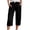 Black, variant on Women's Plus Size Capri Pants High Waisted Wide Leg Loose Fit Summer休闲裤 with Pockets Drawstring Elastic Waist Solid Color
