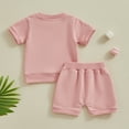 thumbnail image 3 of Bagilaanoe 2pcs Toddler Baby Girl Shorts Set Short Sleeve Letter Print T Shirt Tops + Shorts 3M 6M 12M 18M 24M 3T Kids Casual Summer Clothes, 3 of 7