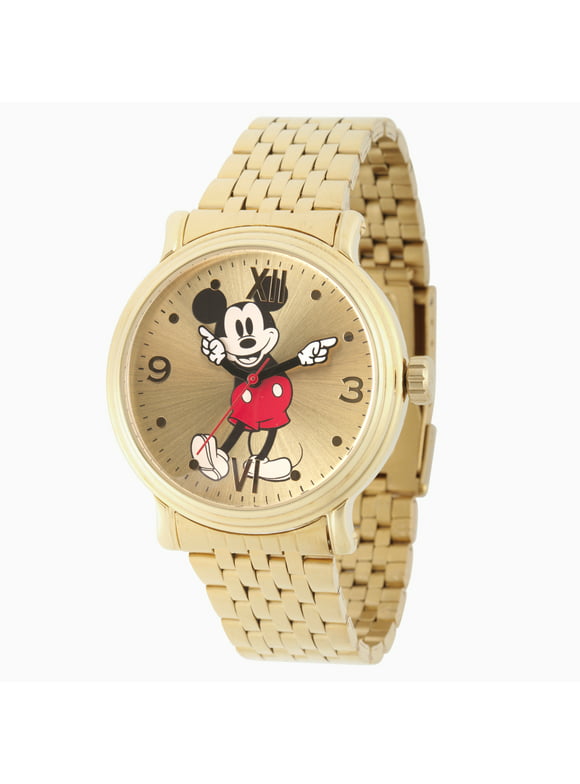 Disney Mickey Mouse Men's Gold Vintage Alloy Watch, 1-Pack