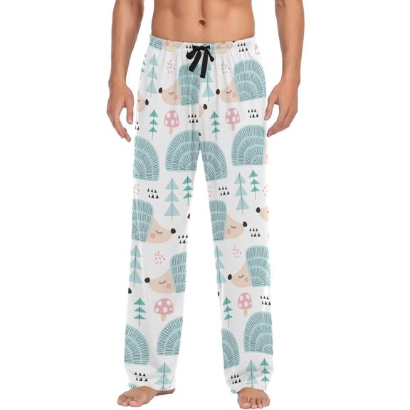 GZHJMY Hedgehog Pajama Pants for Men, Lounge Pants Lightweight Men Pajama Bottoms with Drawstring Pockets, Christmas New Year Birthday Gifts, Large