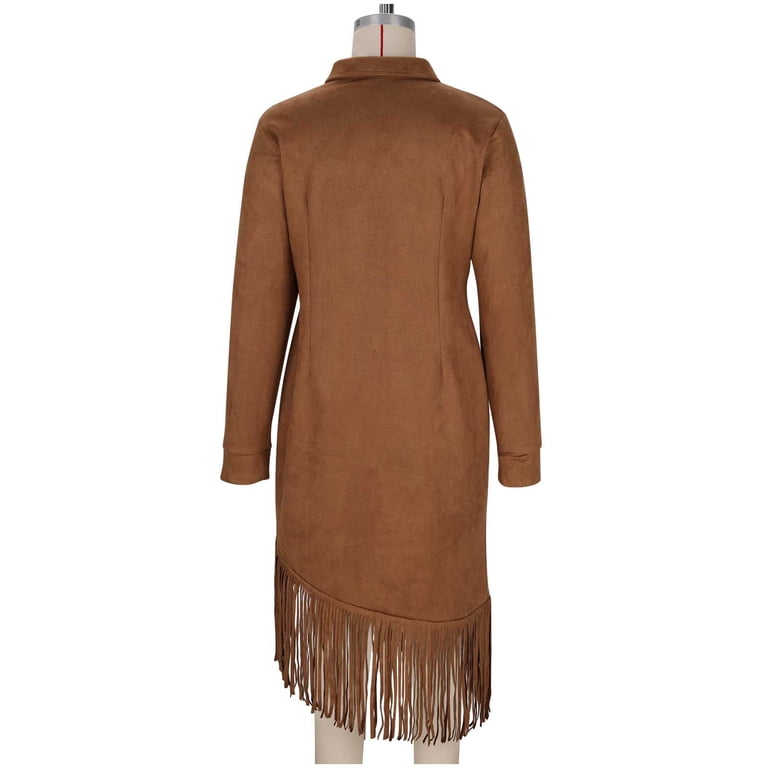 knee length dresses for ladies Sierra Suede Midi Dress, Brown Medium main image 0