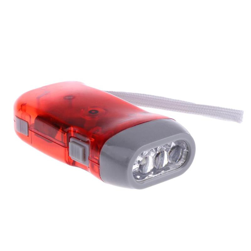 Hand Pressing LED Flashlight Hand Power Light Outdoor Small Tool w/ Lanyard