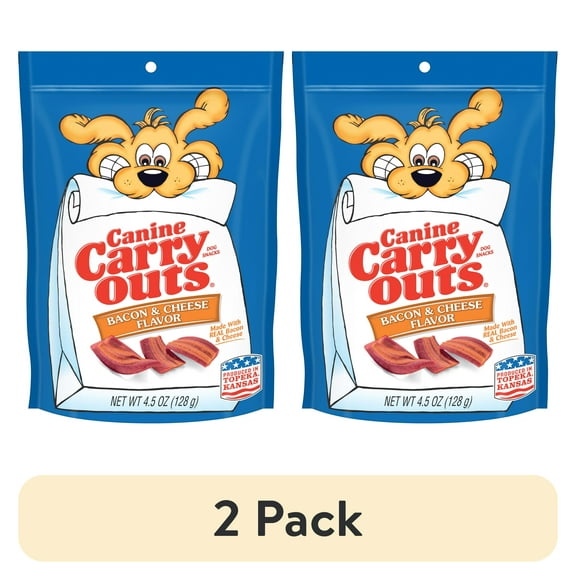 (2 pack) Canine Carry Outs Bacon & Cheese Flavor Dog Treats, 4.5oz