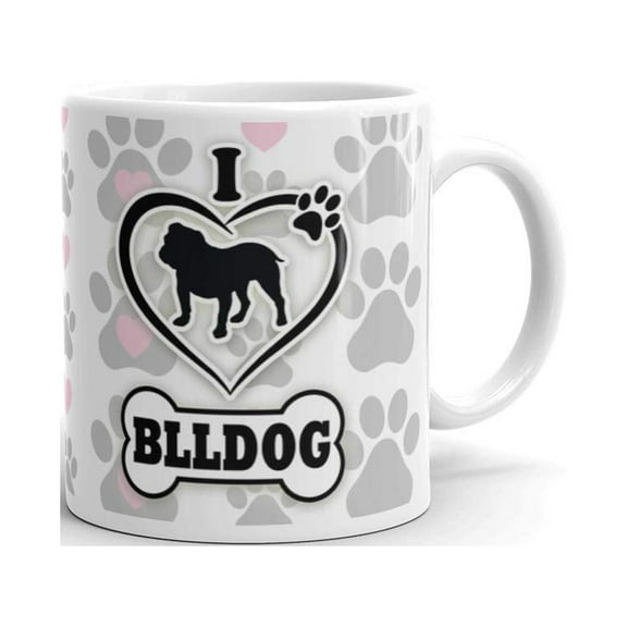Bulldog Love Paw Dog Owner Gifts Coffee Tea Ceramic Mug Office Work Cup Gift 11 oz