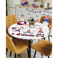 thumbnail image 4 of Memorial Day Patriotic Dwarf Celebration Fitted Round Tablecloths Elastic Edged Table Covers 45"-54",Blue Red and White Checker Waterproof Dining Room Table Cloth for Kitchen Holiday Party Tables, 4 of 6