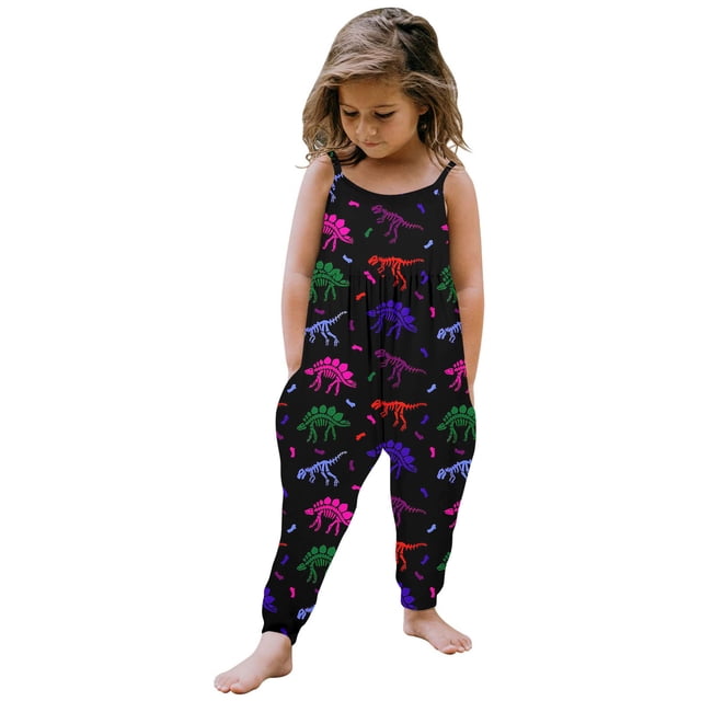 Kids Girls' Jumpsuits Rompers Summer Rompers for Girls Loose Rompers Adjustable Leg Cute Outfits for Girls 3-4 Years