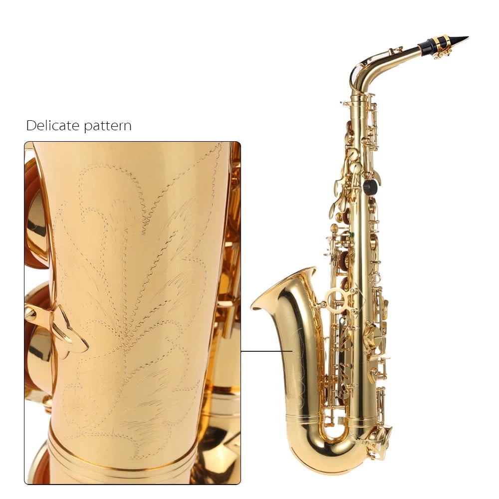 Alto Sax E Flat Sax 802 Key Type Saxophone Woodwind Instrument Eb Alto Saxophone Brass Lacquered Gold E Flat Sax 802 Key Type Woodwind Instrument With Cleaning Brush Cloth Gloves