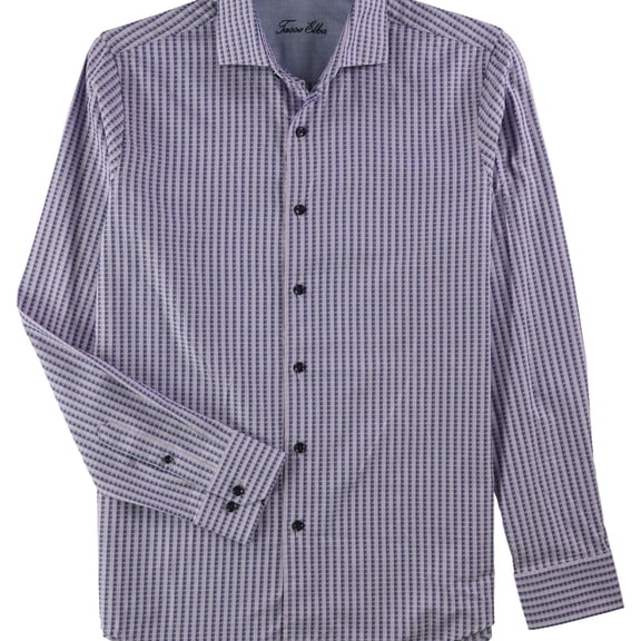 Tasso Elba Mens Dobby Button Up Shirt, Purple, Small
