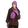 thumbnail image 2 of Glisme Hat Gloves Scarf Set Winter Women'S Wool Plus Leather Non Slip Hat Scarf Gloves 3 Piece Set For Outdoor Cycling Dark Purple, 2 of 4