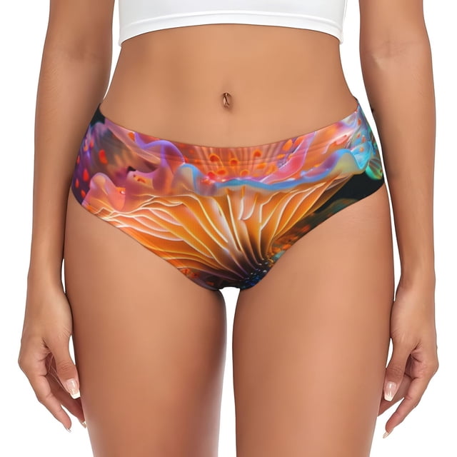 Fotbe Bioluminescent Underwater Flower Calzones Estampados para Mujer – Ropa Interior de Algodón, Cómoda, Suave y Elástica-3X-Large