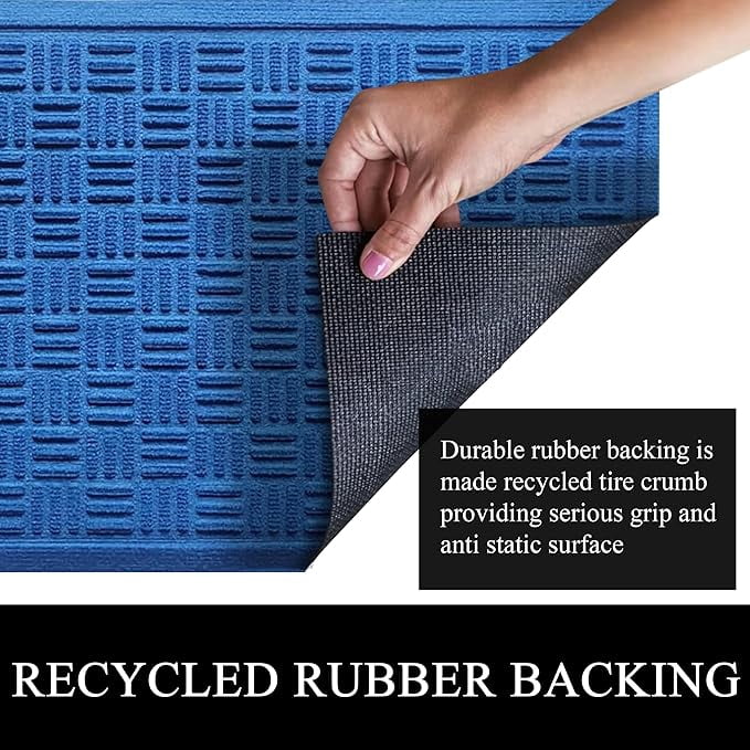 A1HC Indoor Outdoor Door Mat 18x30 inches, Non-Slip Welcome Entrance for Front and Back with Easy Clean, Blue