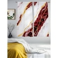 thumbnail image 3 of Marble Red Sheer Curtains 72 Inch Length 2 Panels Set, Gold Foil Ceramic Style Cracks Scratches Voile Window Treatment Rod Pocket Curtains Sheers Drapes for Bedroom/Living Room/Kitchen 52"x72"x2, 3 of 7