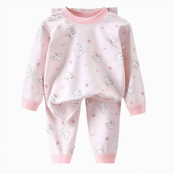 TOWED22 Toddler Long Sleeve Pajamas Soft Kids Fall Winter Pjs Pajamas 2 Piece Jammies 6-12 Months 12-24 Months 2t 3t 4t 5t 6t 7t 8t 9t Children(Pink,7-8 Y)