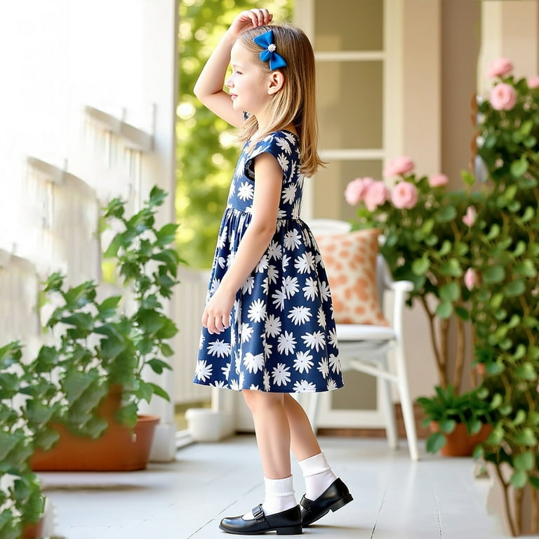Gelikeya Girls Spring Dresses 7-8 Flutter Sleeve Cute Fruit Prints Summer  Princess Dress Fashion Cute Design Casual Dress(Toddlers, X02 Blue, 18-24  Months) - Walmart.com