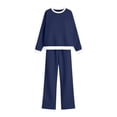 thumbnail image 5 of Sweatshirt Sets for Women 2 Piece Outfit,Crew Neck Long Sleeve pullover Tops,Side Stripe High Waist Wide Leg Pants Pocket,Fall Tracksuit,Weekend Casual Outfits, 5 of 5
