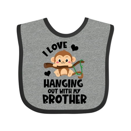

Inktastic Monkey I Love Hanging out with My Brother Gift Baby Boy or Baby Girl Bib