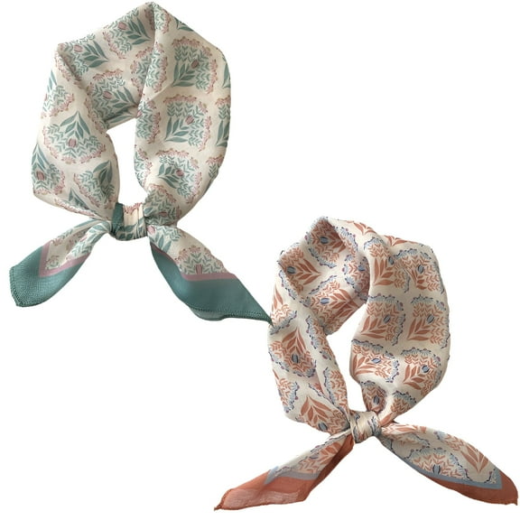 TELOLY 2Pcs Bandanas for Women,Prints Yellow Bandana,Neck Guard Bandana Set,Style2