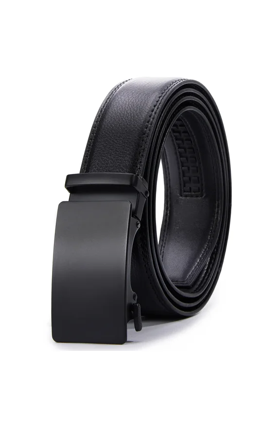 Men's Adjustable Ratchet Belt Matte Black Automatic Buckle