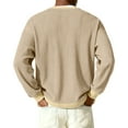 thumbnail image 5 of Havenx Long Sleeve Henley Shirts for Men Button Ribbed Knit Sweater Crewneck Long Sleeve Texture T-Shirts Soft Warm Casual Stylish Fall Lightweight Clothing,Khaki L, 5 of 6