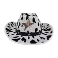 thumbnail image 4 of AWZXDE Children's Denim Style Cow Print Cowboy Hat for Party and Play Occasions White2,5-7 Years, 4 of 9