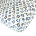 thumbnail image 3 of effe bebe Vera Éléphant Drap-Housse de Lit de Bébé 100 % Coton (Bleu Gris), 3 of 4