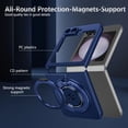 thumbnail image 3 of Dteck for Samsung Galaxy Z Flip 3 Case with 360° Rotatable Magnetic Ring Stand, Compatible with Mag-safe, Slim Thin Matte PC Shockproof Protective Phone Case for Women Men,Royalblue, 3 of 11