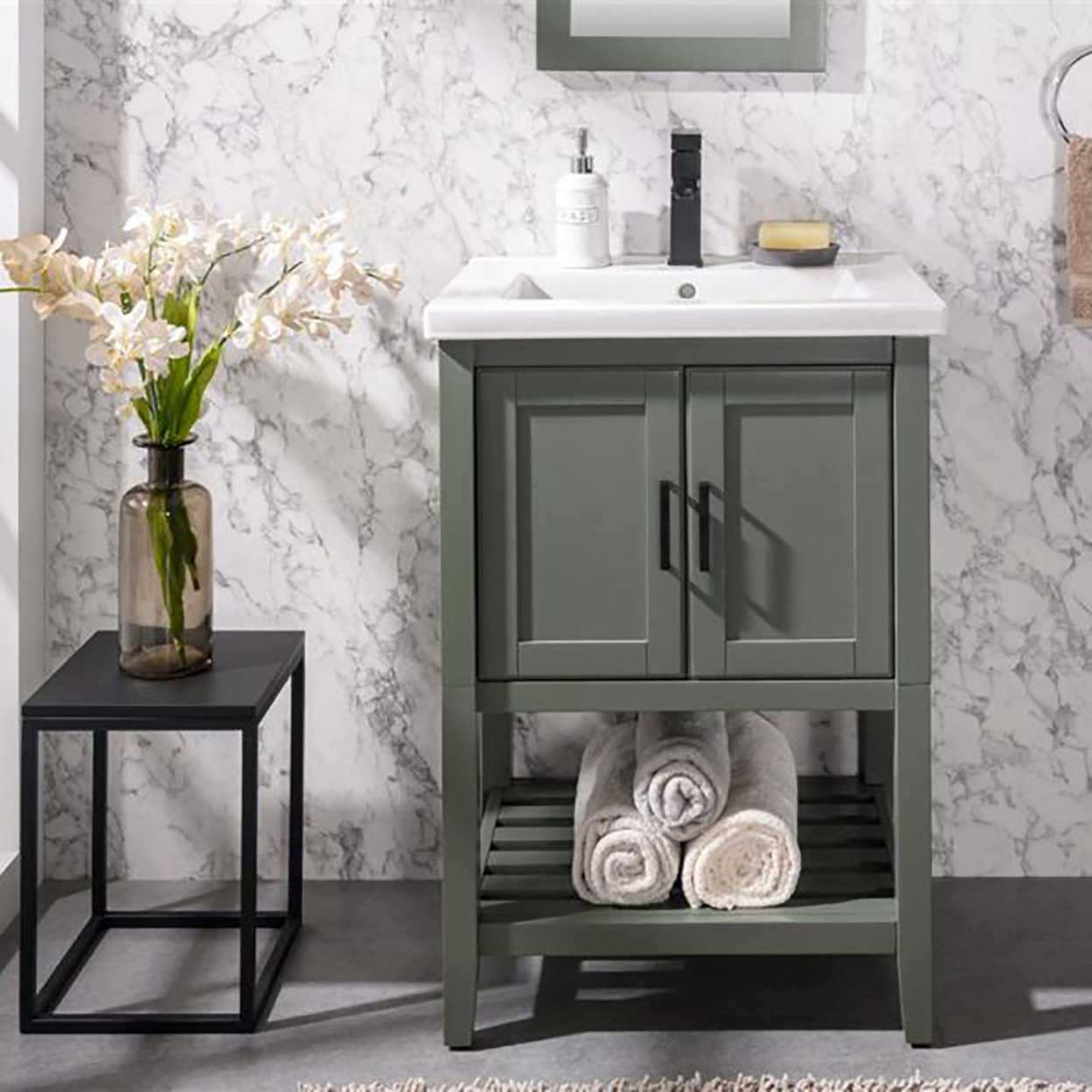 Furniture Indoor Home Decorative Bathroom, Washroom, Kitchen 24" Kd Pewter Green Sink Vanity