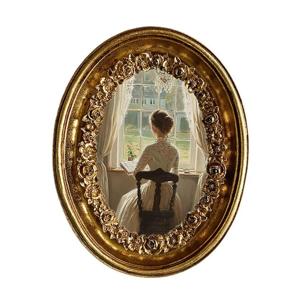 veasfak Resin Oval Picture Frame 14.8x18.7cm Old Fashioned for