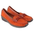 thumbnail image 2 of Avon Women's Orange Suede Cushion Wedge Shoes with Stone Strap Accent - Size 6, 2 of 4