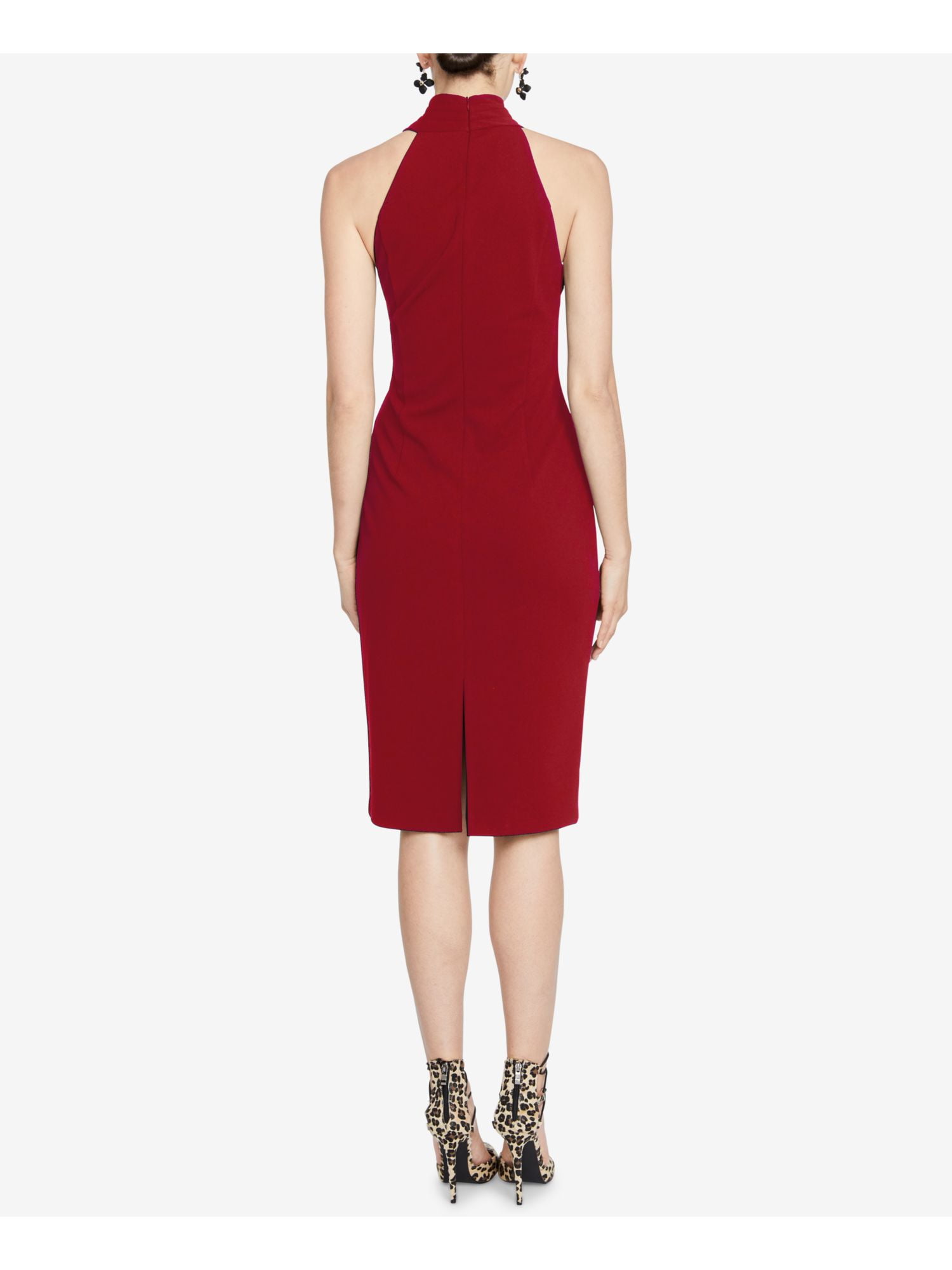 RACHEL RACHEL ROY Womens Red Stretch Pleated Sleeveless Halter Below The  Knee Evening Sheath Dress L - Walmart.com