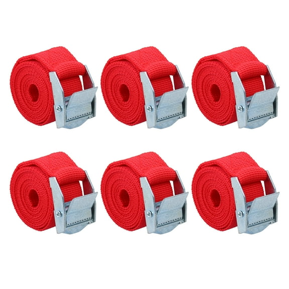 6pcs 3.3ft Cargo Tie Down Straps Lashing Straps Travel Luggage Strap Adjustable with Cam Lock Buckle for Car Truck Red