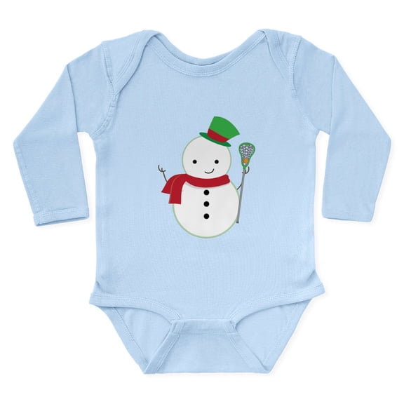CafePress - Lacrosse Christmas Snowman Body Suit - Long Sleeve Cotton Baby Bodysuit