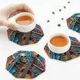 thumbnail image 4 of Leather Coasters with Heat-resistant for Drinks, Colorful Guitar Skull -标题2 Octagon, 4 of 5