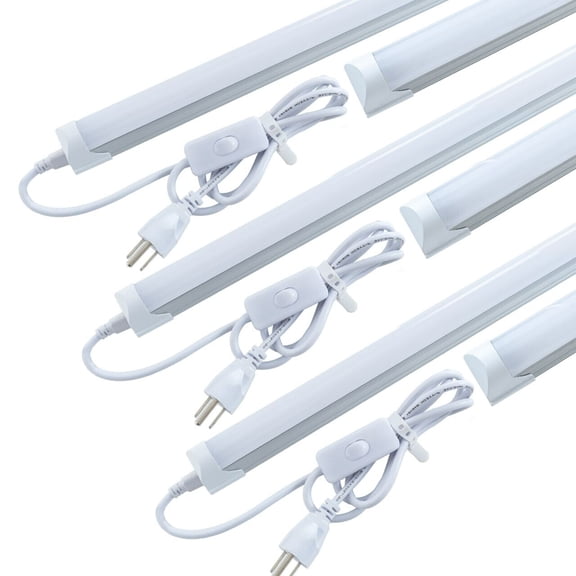 6 Pack T8 LED Shop Light 4FT 24W 6000K Daylight White Linkable LED Integrated