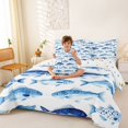 thumbnail image 3 of Castle Fairy Watercolor Spotted Fish Queen Bedding 7pcs,Washed Blue Aquatic Seamless Graphic Bedding Comforter Set Queen,Pale Azure,Reversible, 3 of 7