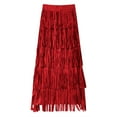 thumbnail image 6 of EDFBUYKRS Female Skirts Womens Fall Skirts Plaid Pleated Women's Fashion Flowy Fringe Bodycon Skirt Elegant Comfortable Slim Fit Versatile Midi Skirt for Daily, 6 of 6