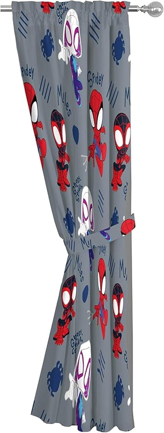 Spidey & His Amazing Friends 3 Heroes 2 Panels Blackout Curtain Set, 84 Inch Long - Window Curtains for Kids