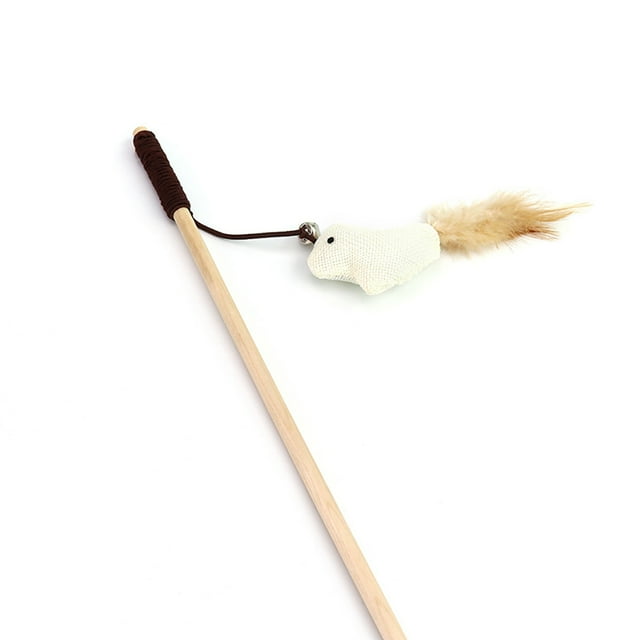 Cat Stick Toy Wood Rod Small Bell Cat Teaser Toy Cat Play Toy Cat Wand for Cat