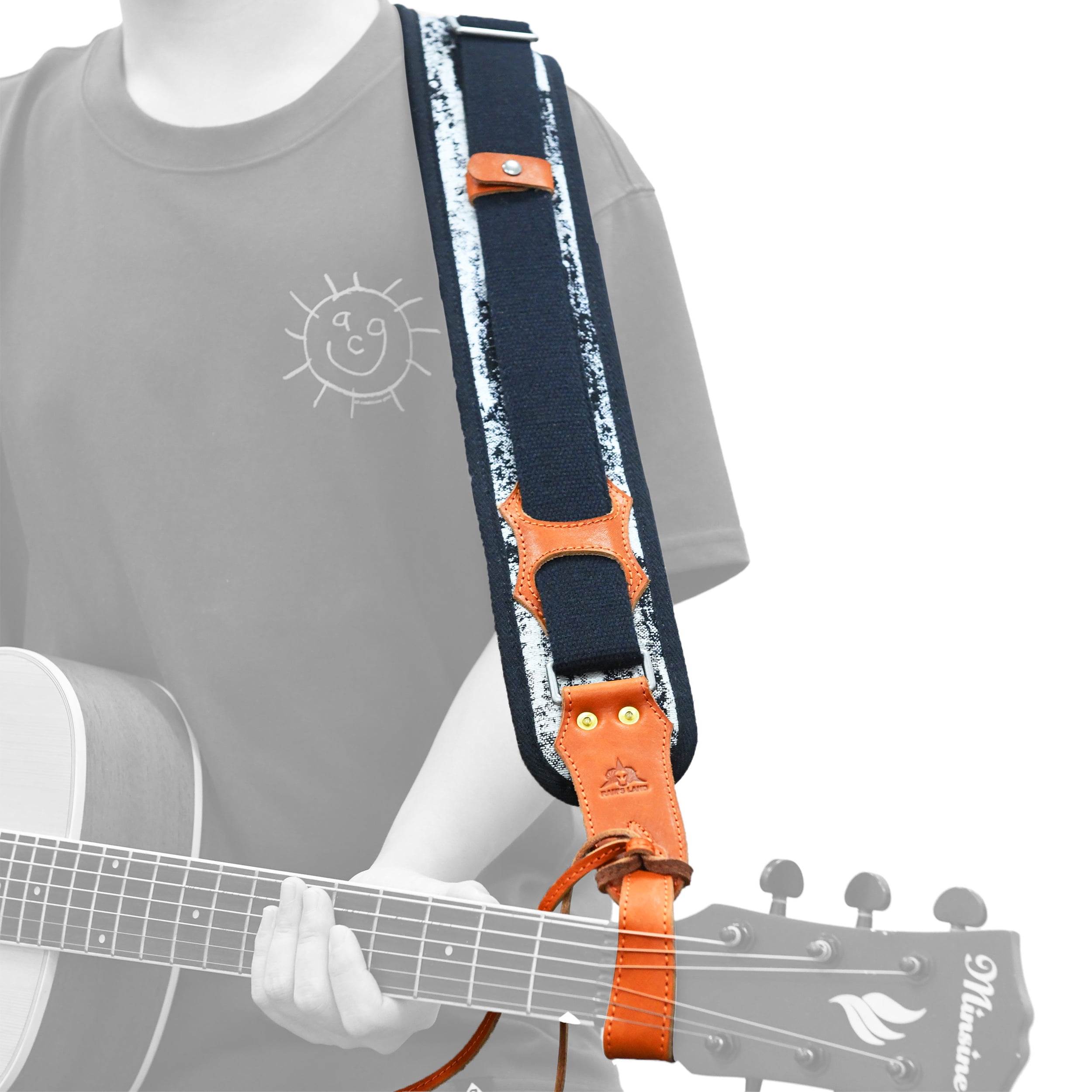 RAM'S LAND Adjustable Guitar Strap Handmade Leather Acoustic Electric Bass Guitar Straps