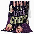 thumbnail image 2 of Cute Creepy decorative motif Moon Design, Festive autumn celebration Scene, Warm Flannel Blanket for Living Room and Reading Nook with Detailed Artwork, Art Lovers Christmas Gift, Festive Home Decor, 2 of 9