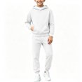 thumbnail image 4 of Gvtxlev Boys Tracksuits 2026 Long Sleeve Fleece Hoodies with Kangaroo Pocket Casual 2 Piece Jogger Set Solid Color Sizes 2-14 Years, 4 of 7