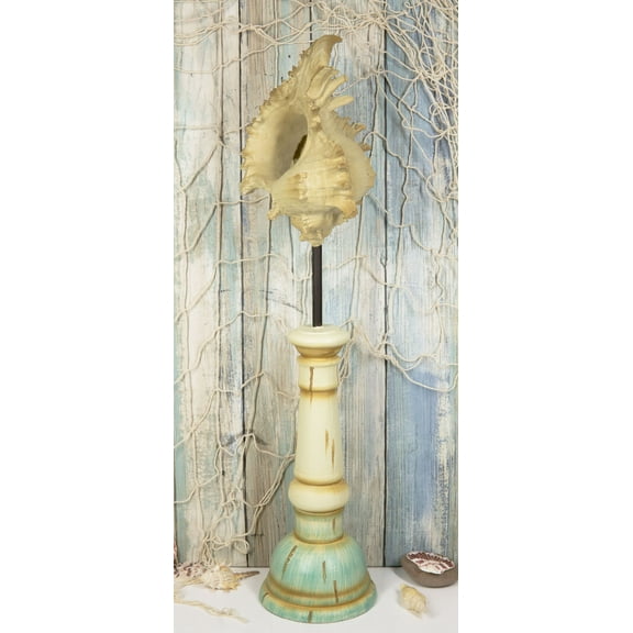 18"H Large Nautical Ocean Miyoko Murex Seashell Replica On Pillar Base Figurine