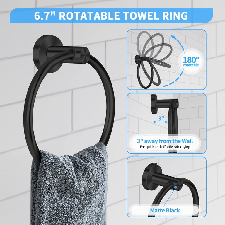 PHANCIR 7-Piece Bathroom Hardware Set, Matte Black photo 3