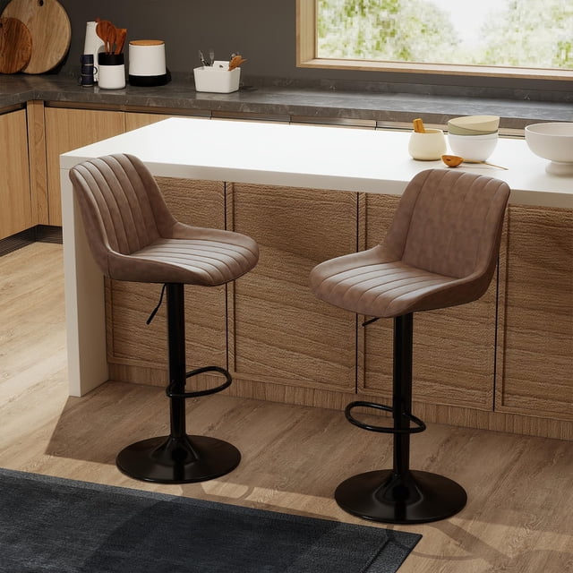 Juego de 2 Bancos de Bar Youhauchair Ajustables Giratorios en PU